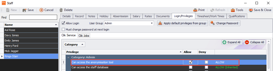 access anonymisation tool privilege