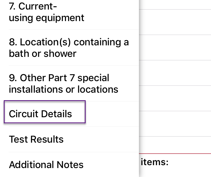cert menu circuit details