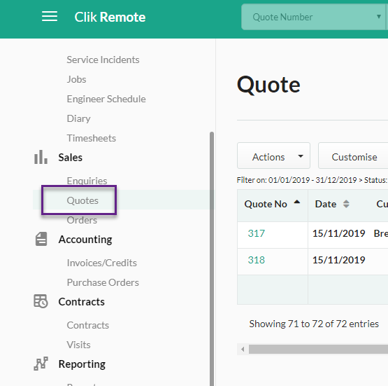 Creating Quotes Using Templates Cr Clik