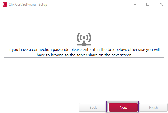 screen requesting connection passcode
