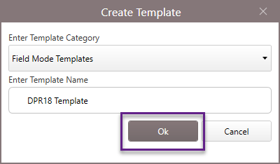 create template box, ok button