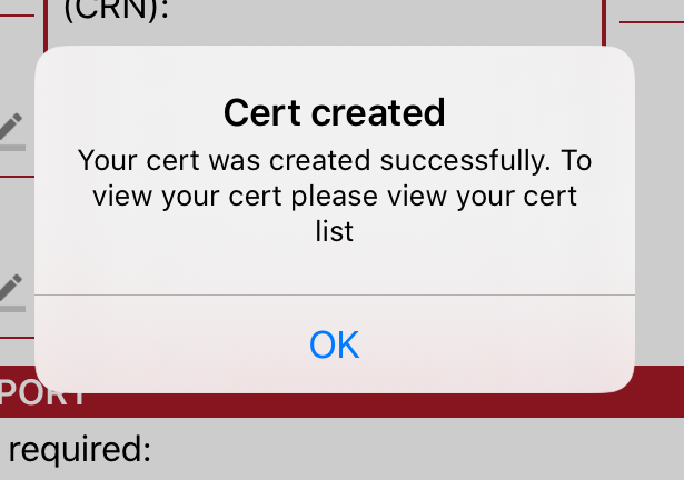 cert created notification