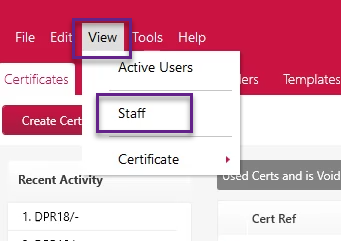 software view menu staff option