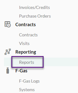 reports module in menu