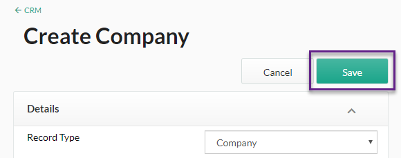create company, save button