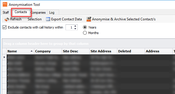 contacts tab