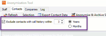 exclude contacts with call history