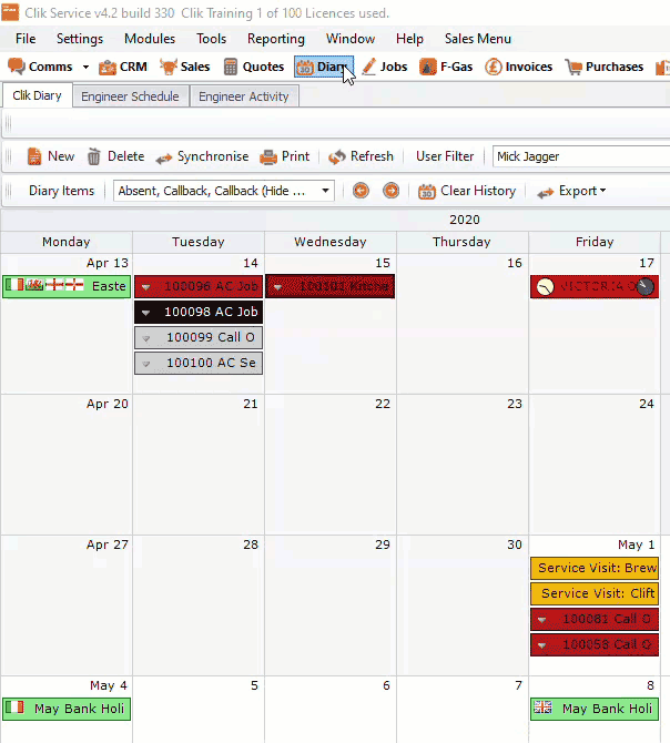 Changing Diary Item View Cs Clik