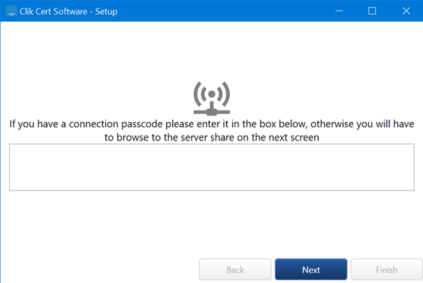 setup, connection passcode