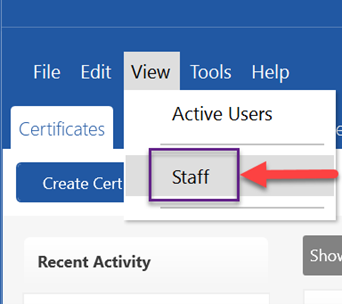 view staff drop-down