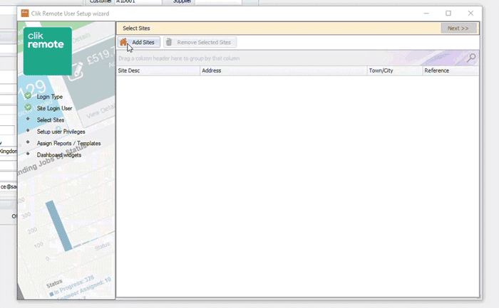 select sites software screen