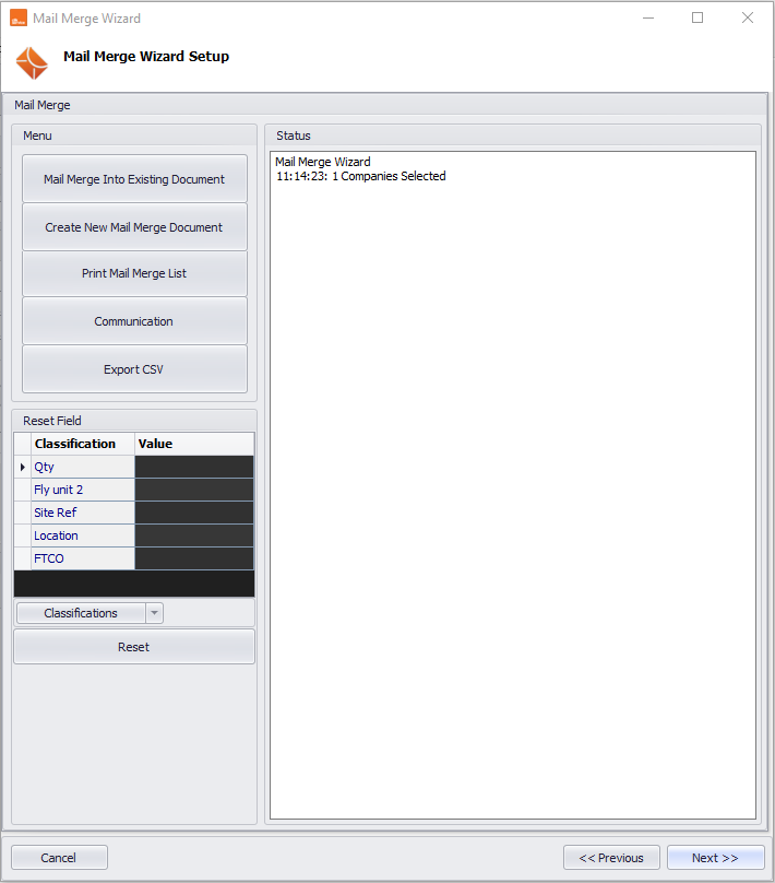 mail merge wizard in clik service