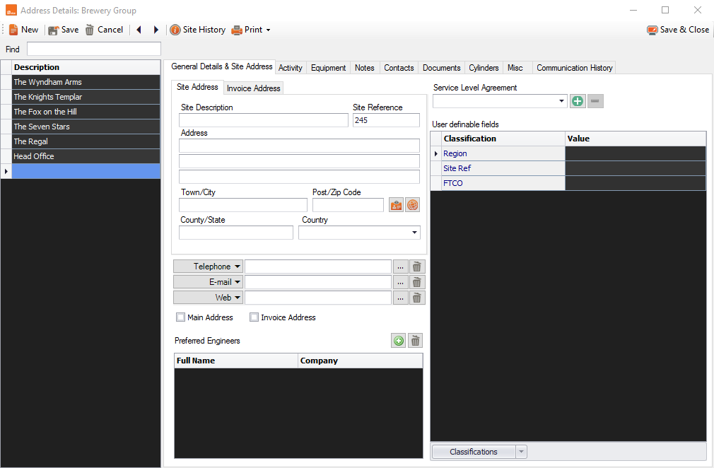 the sites module in clik service
