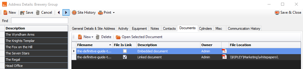 the sites module in clik service