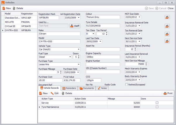 the vehicles module in clik service