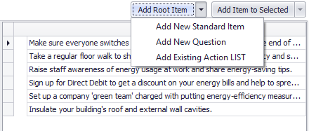 add root item drop-down list