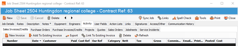 converting job sheets into invoices and purchase orders in clik service