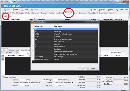 using action lists in clik service