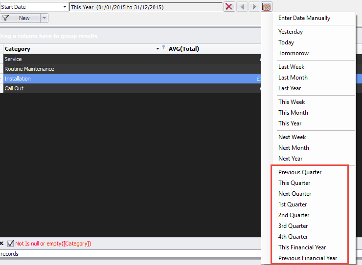 the report data picker in clik service