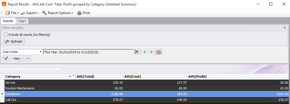 the report data picker in clik service