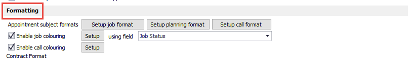 formatting header in software settings
