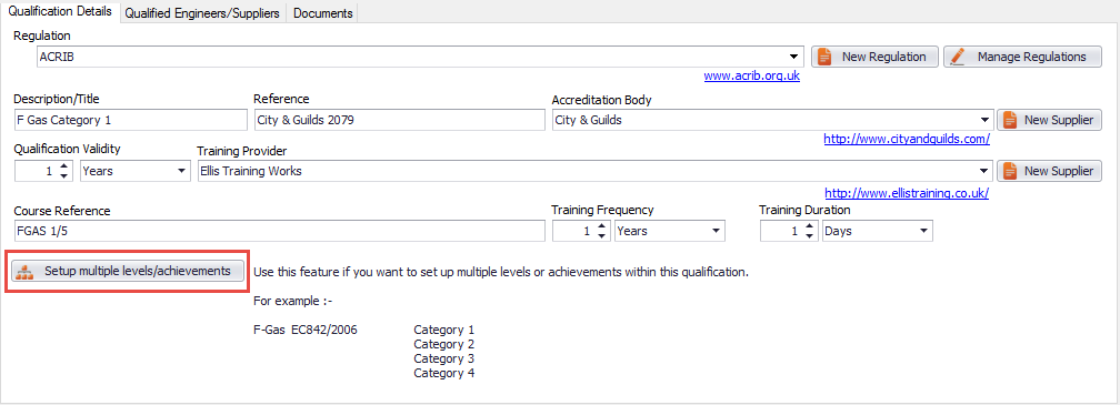 create qualification in clik service
