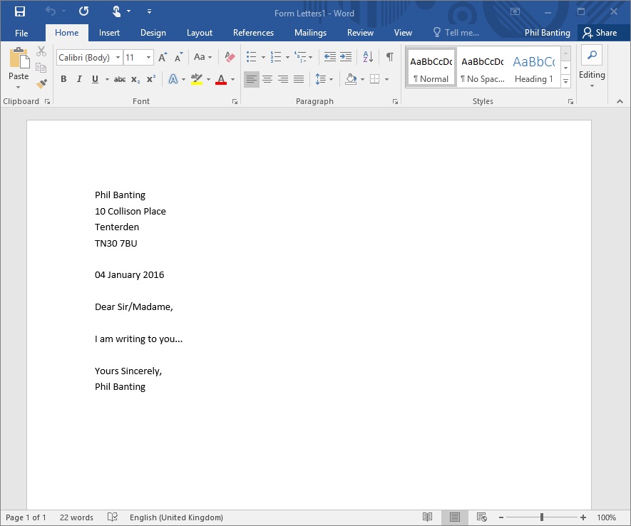 write a letter in clik